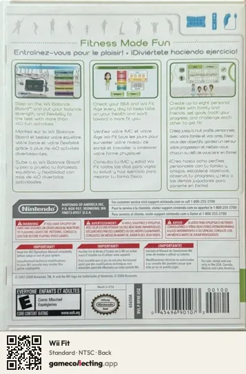 Wii Fit Nintendo Wii, NTSC box back