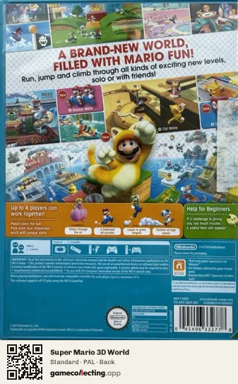 Super Mario 3D World Nintendo Wii U, PAL box back