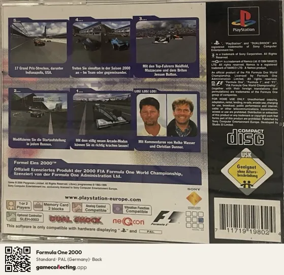 Formula One 2000 PlayStation, Germany box back