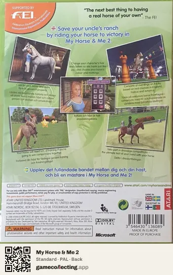 My Horse & Me 2 Xbox 360, PAL box back