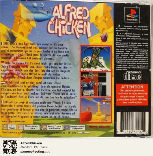 Alfred Chicken PlayStation, PAL box back