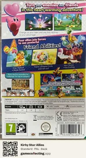Kirby Star Allies Nintendo Switch, PAL box back