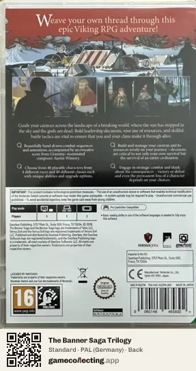 The Banner Saga Trilogy Nintendo Switch, Germany box back