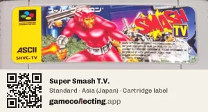 Super Smash T.V. Super Nintendo Entertainment System, Asia cartridge label