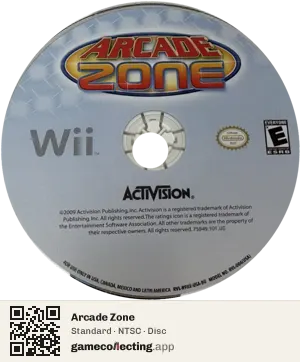 Arcade Zone Nintendo Wii, NTSC disc