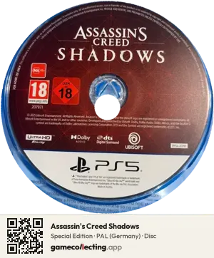 Assassin's Creed Shadows PlayStation 5, PAL disc