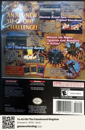 Yu-Gi-Oh! The Falsebound Kingdom Nintendo GameCube, NTSC box back