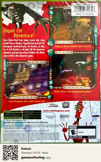 Robots Xbox, NTSC box back