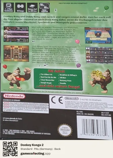 Donkey Konga 2 Nintendo GameCube, Germany box back