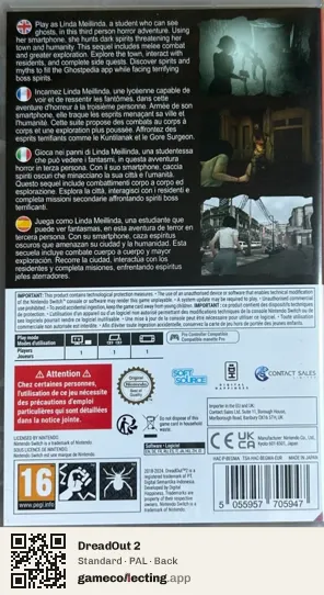DreadOut 2 Nintendo Switch, PAL box back
