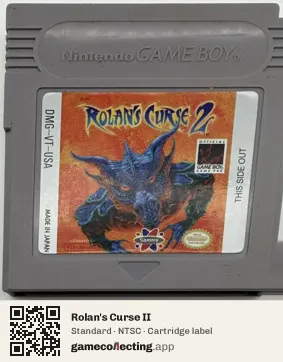 Rolan's Curse II Game Boy, NTSC cartridge label