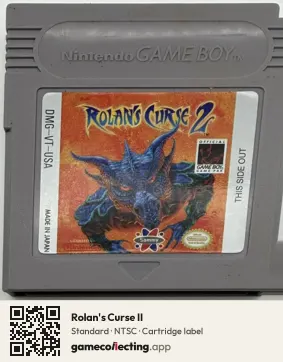 Rolan's Curse II Game Boy, NTSC cartridge label