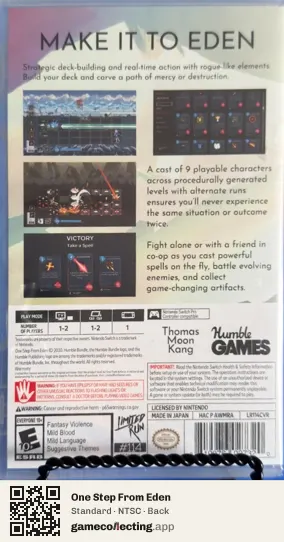 One Step From Eden Nintendo Switch, NTSC box back