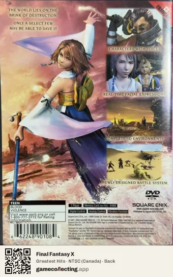 Final Fantasy X PlayStation 2, Canada box back