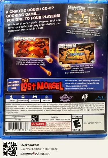 Overcooked! PlayStation 4, NTSC box back