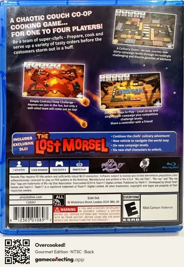 Overcooked! PlayStation 4, NTSC box back