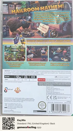 KeyWe Nintendo Switch, United Kingdom box back