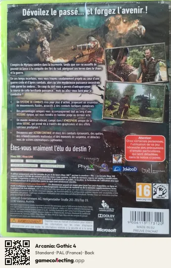 Arcania: Gothic 4 Xbox 360, France box back