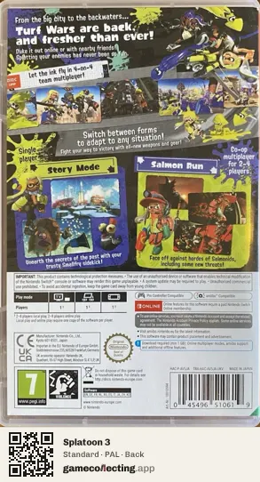 Splatoon 3 Nintendo Switch, PAL box back
