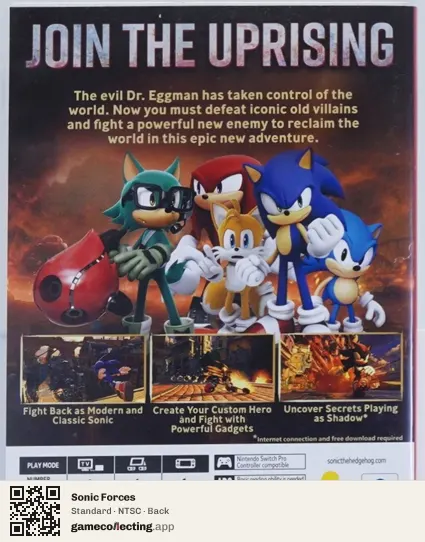 Sonic Forces Nintendo Switch, NTSC box back