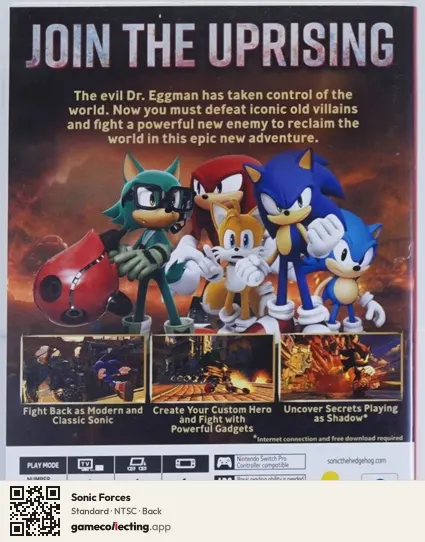 Sonic Forces Nintendo Switch, NTSC box back