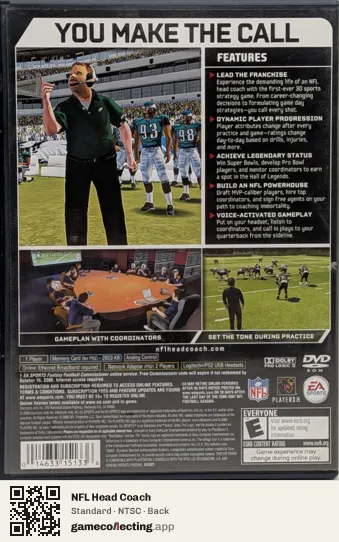 NFL Head Coach PlayStation 2, NTSC box back