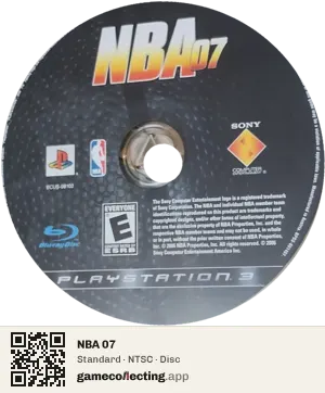 NBA 07 PlayStation 3, NTSC disc