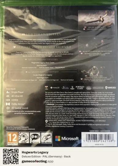 Hogwarts Legacy Xbox One, Germany box back