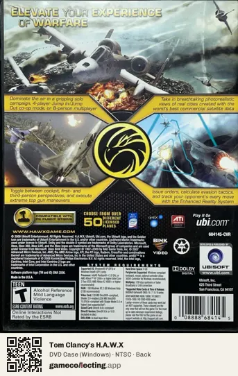 Tom Clancy's H.A.W.X Computer, NTSC box back