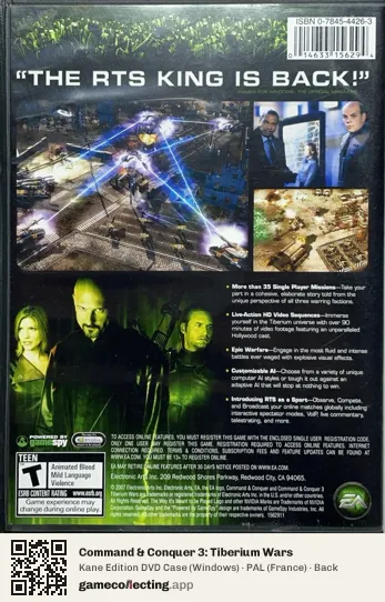 Command & Conquer 3: Tiberium Wars Computer, France box back