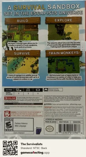 The Survivalists Nintendo Switch, NTSC box back