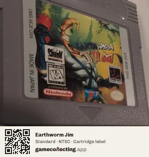 Earthworm Jim Game Boy, NTSC cartridge label