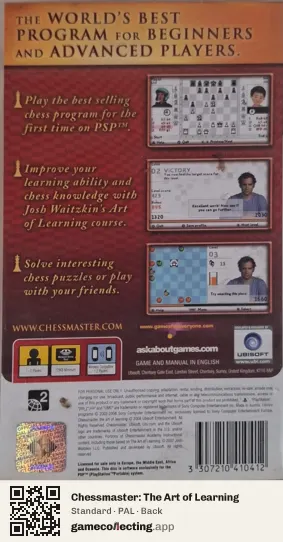 Chessmaster: The Art of Learning PlayStation Portable, PAL box back