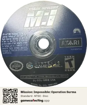 Mission: Impossible: Operation Surma Nintendo GameCube, NTSC disc