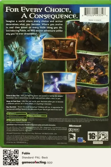 Fable Xbox, PAL box back