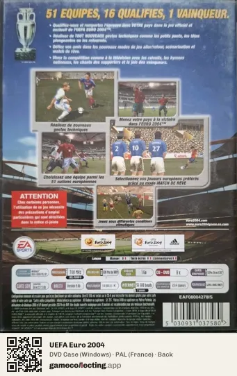 UEFA Euro 2004 Computer, France box back