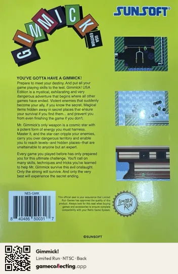 Gimmick! Nintendo Entertainment System, NTSC box back