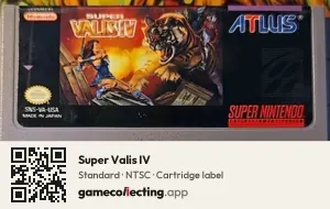 Super Valis IV Super Nintendo Entertainment System, NTSC cartridge label