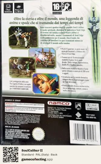 SoulCalibur II Nintendo GameCube, Italy box back