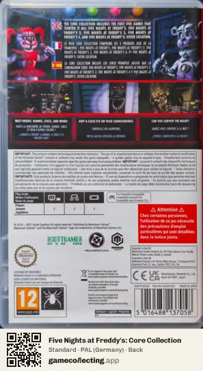 Five Nights at Freddy's: Core Collection Nintendo Switch, Germany box back