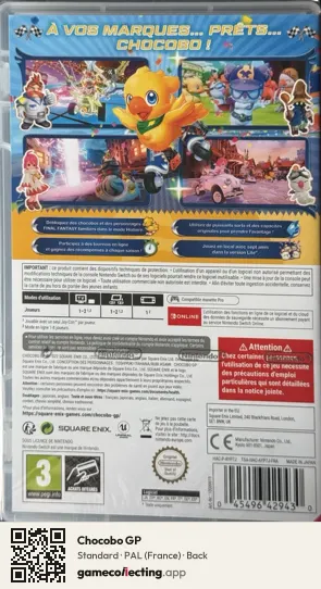 Chocobo GP Nintendo Switch, France box back