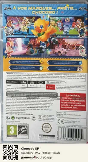 Chocobo GP Nintendo Switch, France box back