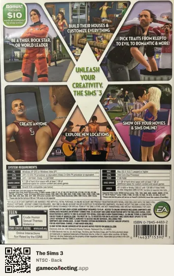 The Sims 3 Computer, NTSC box back