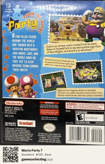 Mario Party 7 Nintendo GameCube, NTSC box back
