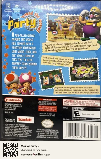 Mario Party 7 Nintendo GameCube, NTSC box back