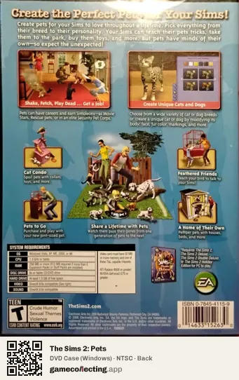 The Sims 2: Pets Computer, NTSC box back