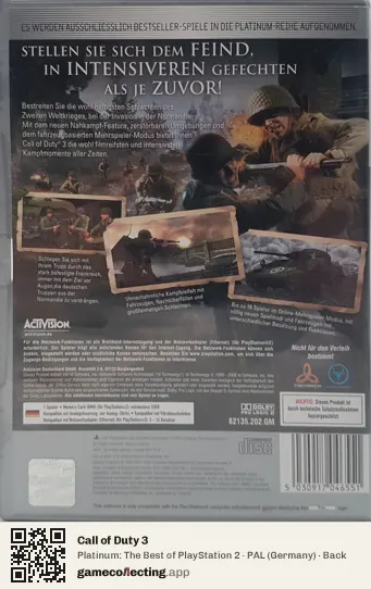 Call of Duty 3 PlayStation 2, Germany box back