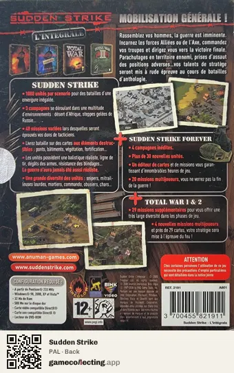 Sudden Strike Computer, PAL box back