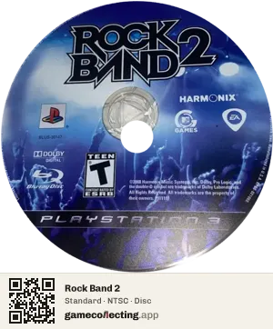 Rock Band 2 PlayStation 3, NTSC disc
