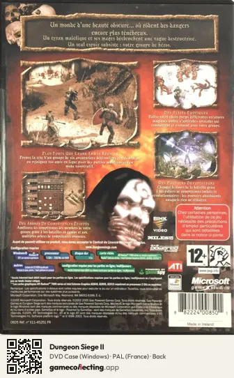 Dungeon Siege II Computer, France box back